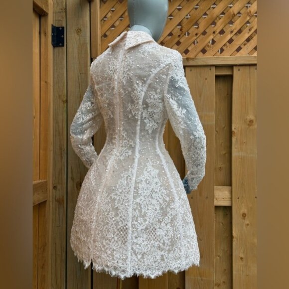 🆕 BRONX & BANCO 🧿 NWOT Adelaide White Lace Bridal Mini Dress, Sz XS US 2 - Picture 7 of 16